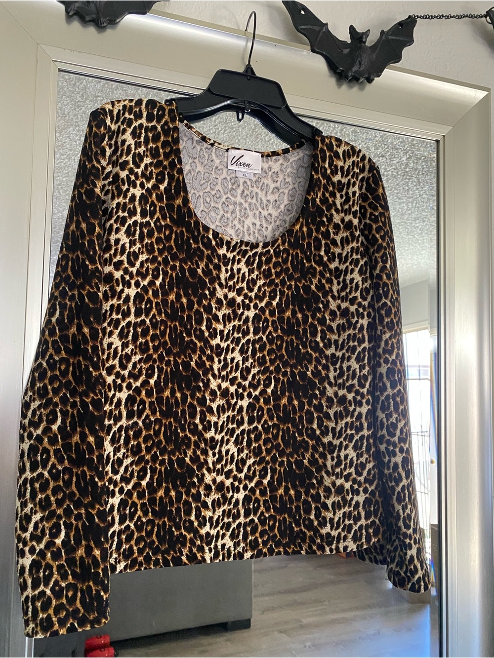 Vixen by Micheline Pitt Leopard Print Long Sleeve Top - Brown Black